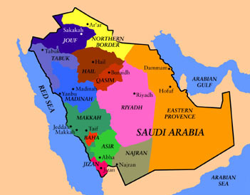 carte des 13 provinces d'arabie saoudite